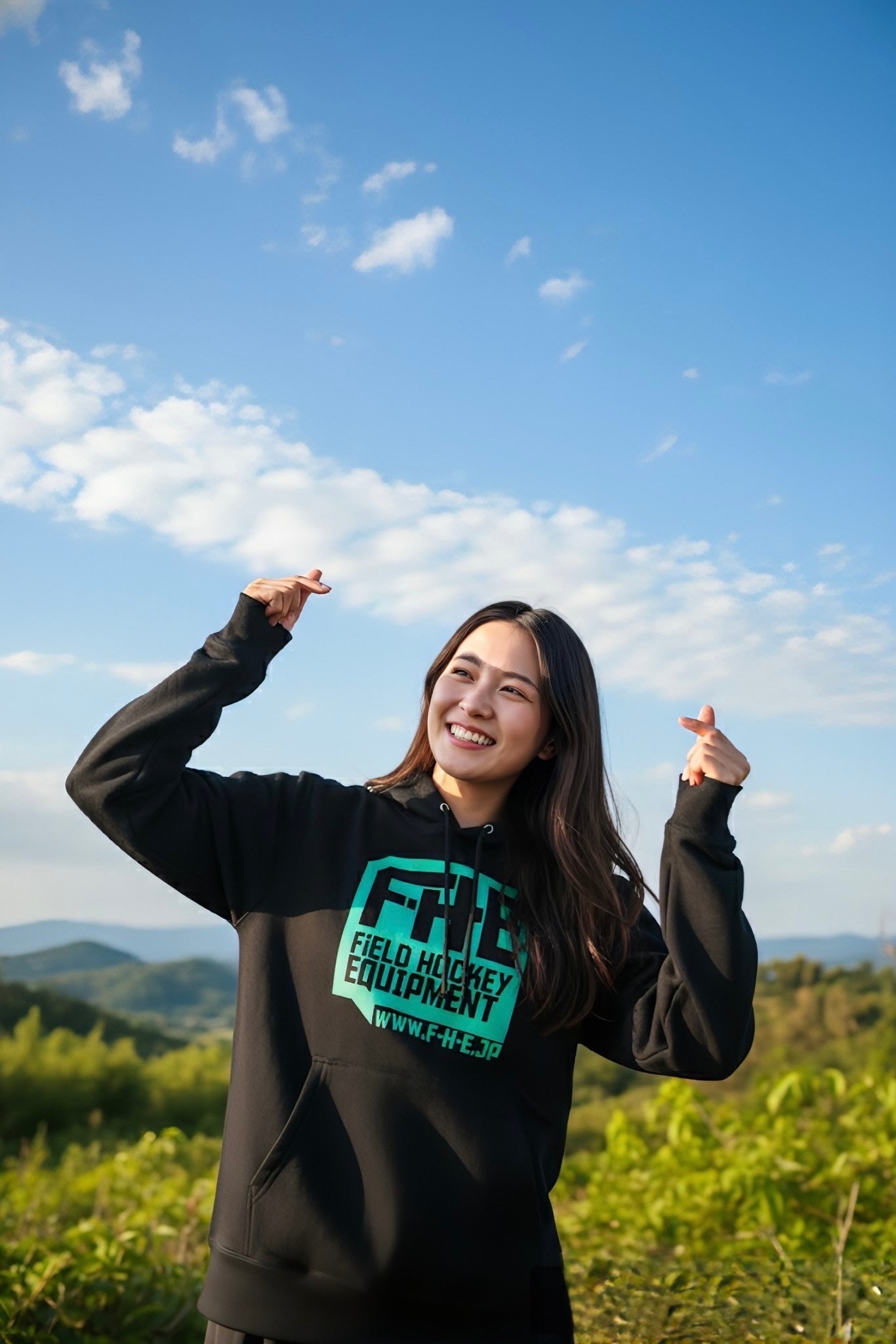 F-H-E パーカー ブラック/ティール