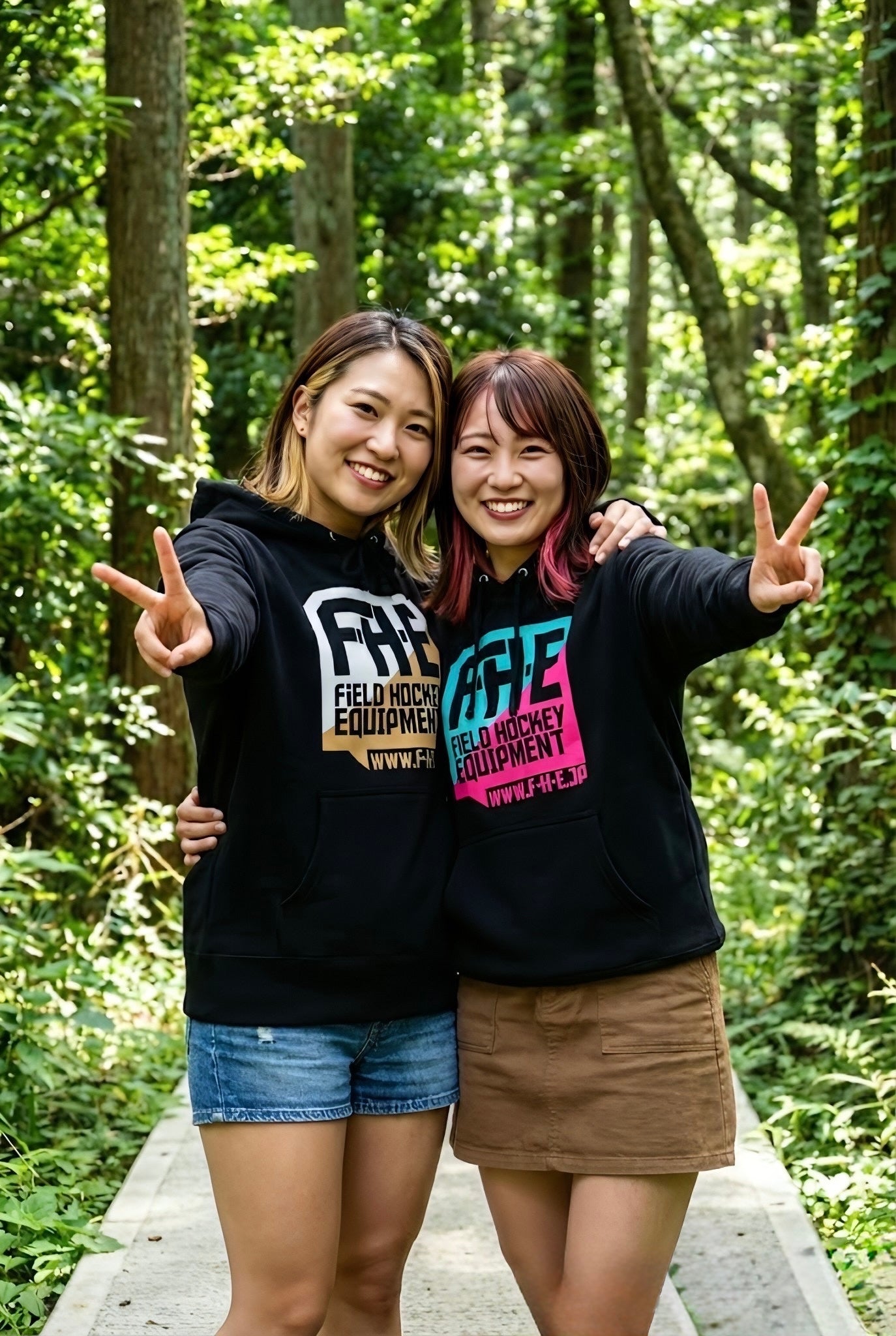 F-H-E 2色パーカー ホワイト/ゴールド