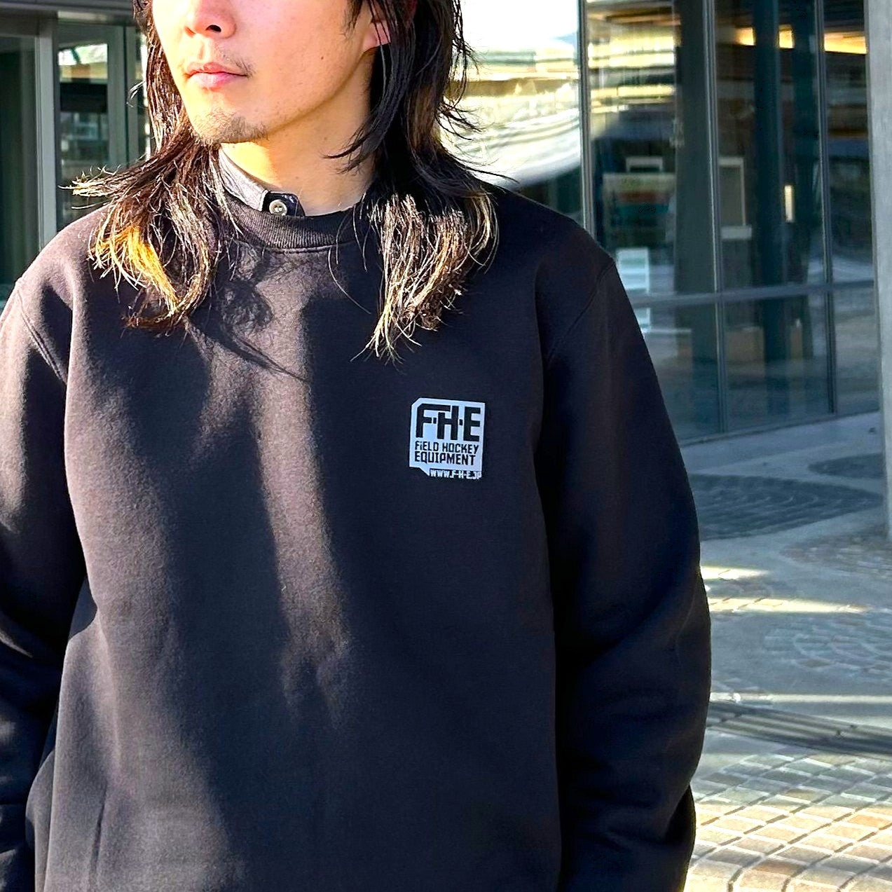 F-H-E トレーナー ワンポイント ブラック/ティール