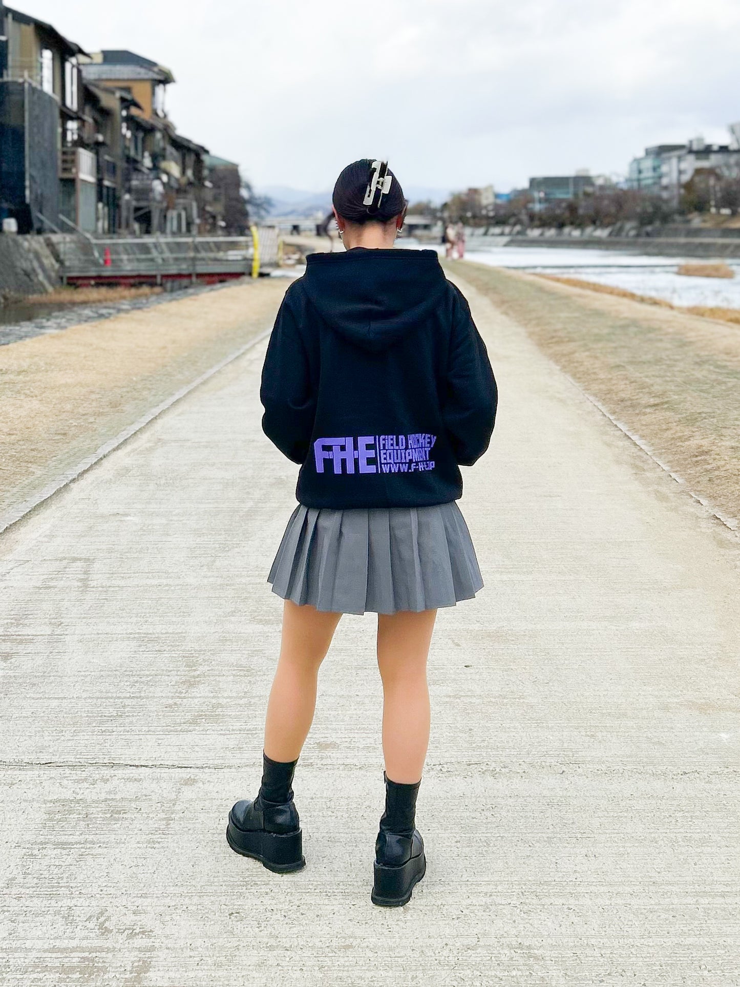 F-H-E ジップパーカー ブラック/ティール