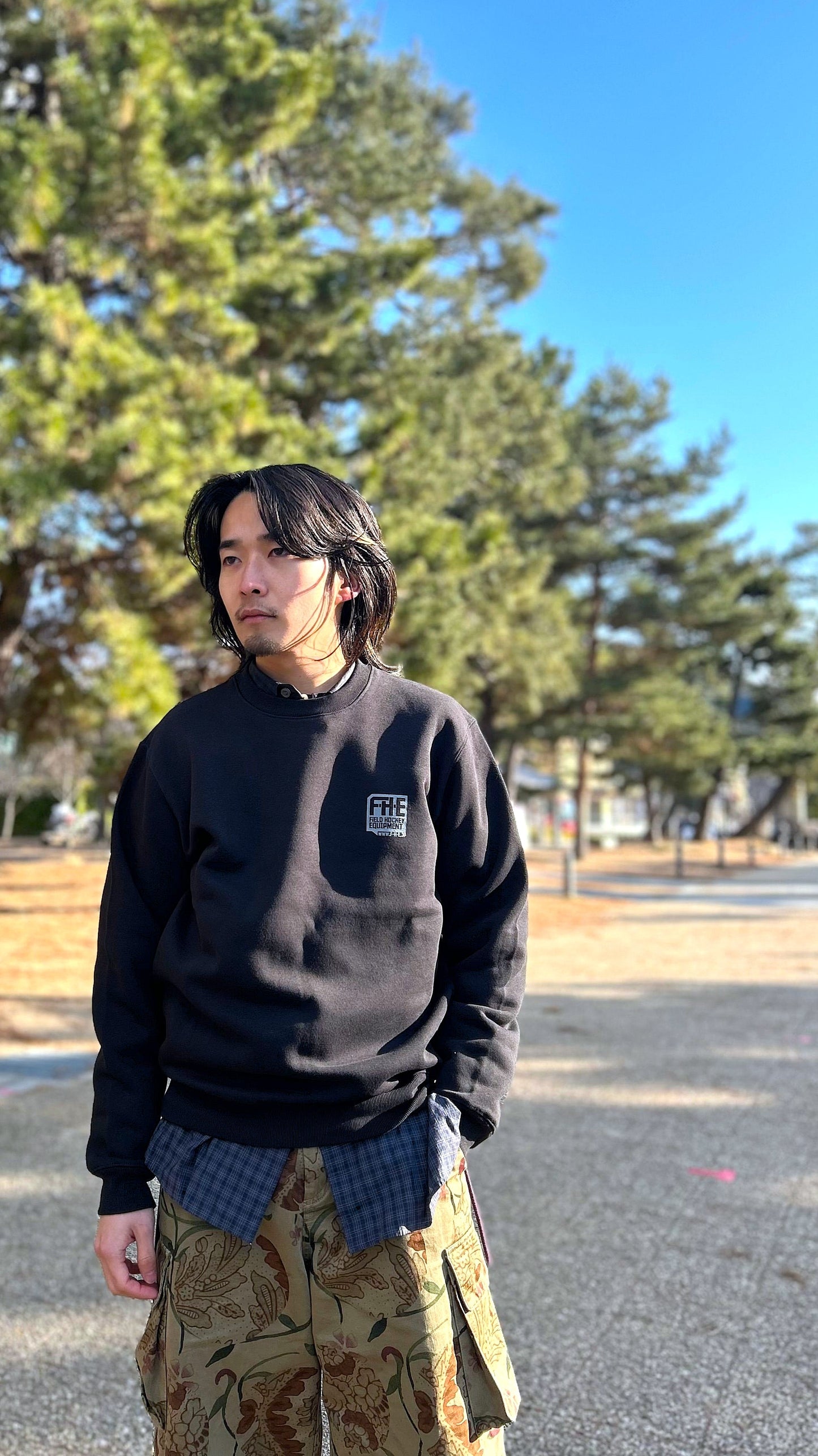 F-H-E トレーナー ワンポイント ブラック/ホワイト