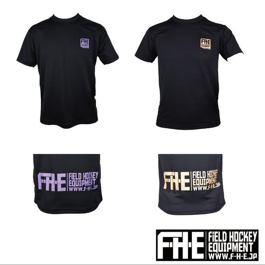F-H-E Tシャツ 両面プリント小  　黒パープル・黒ゴールド