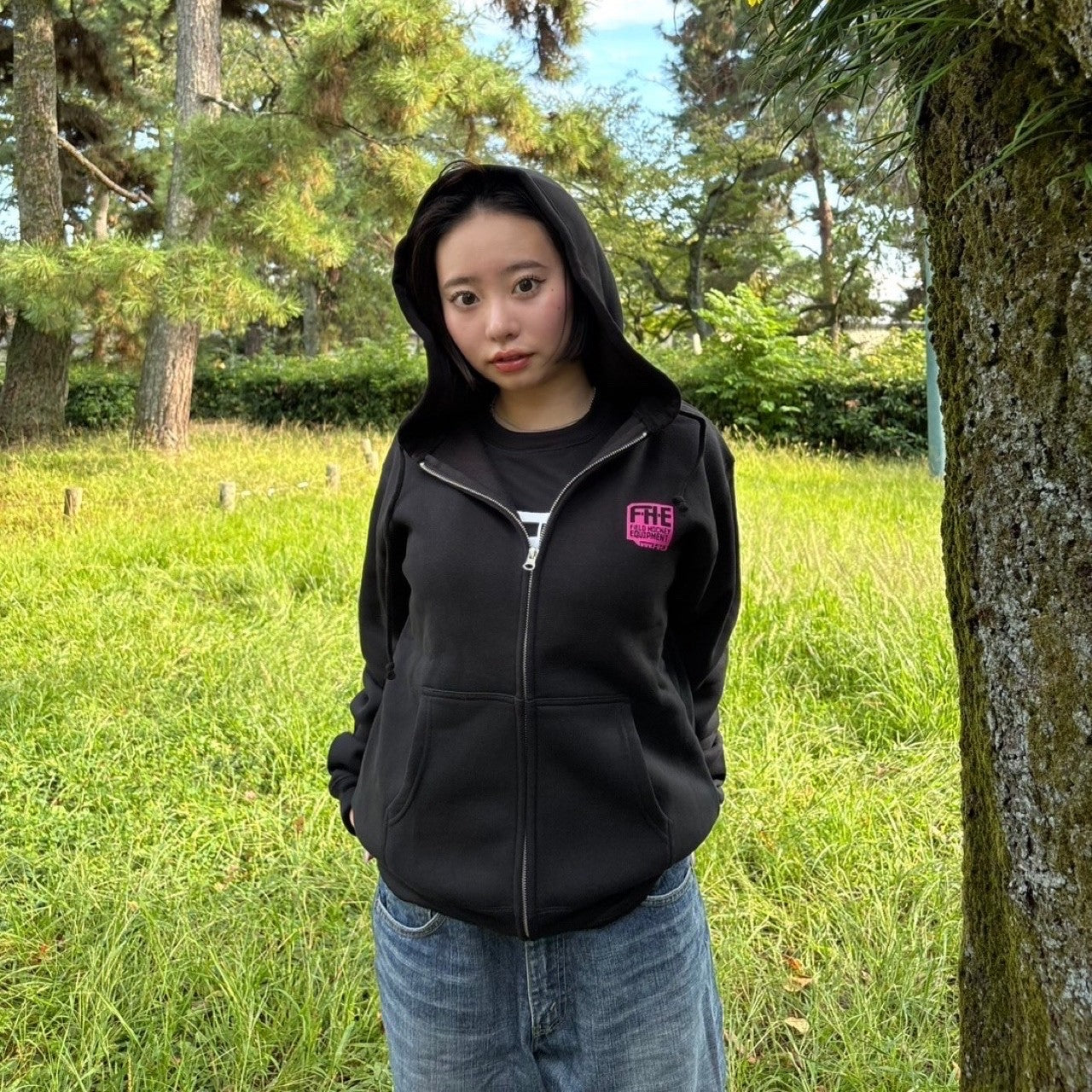 F-H-E ジップパーカー グレー/ブラック