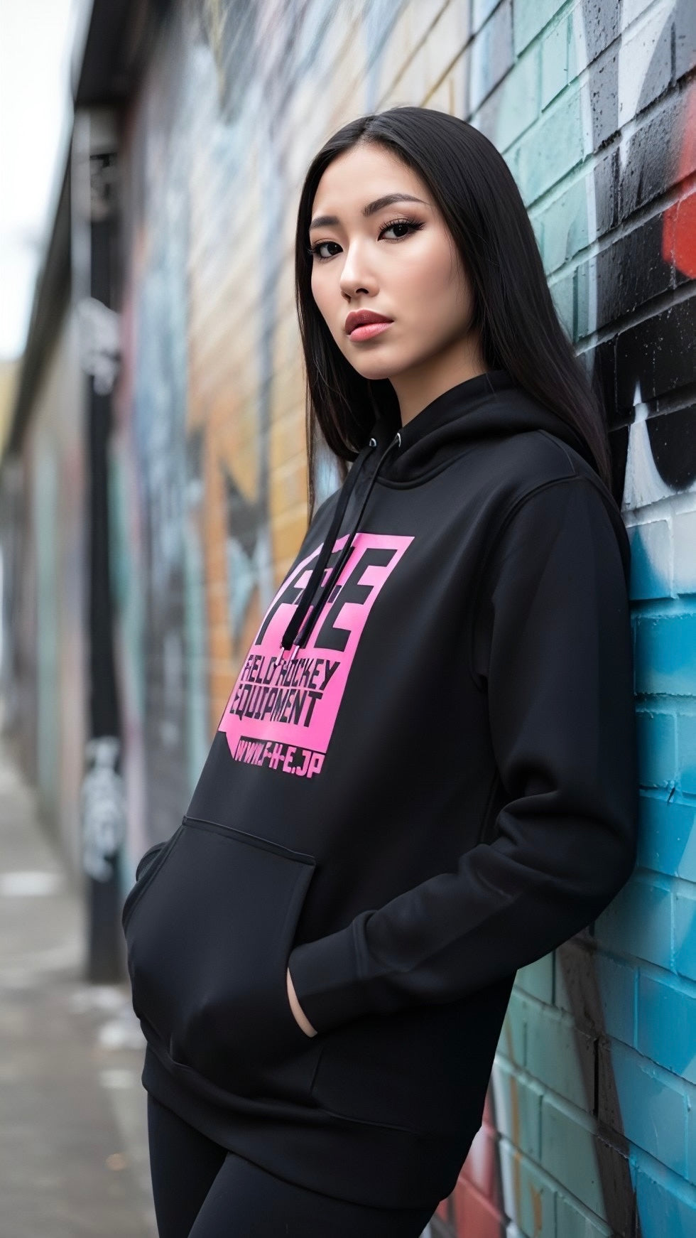 F-H-E パーカー ブラック/ピンク