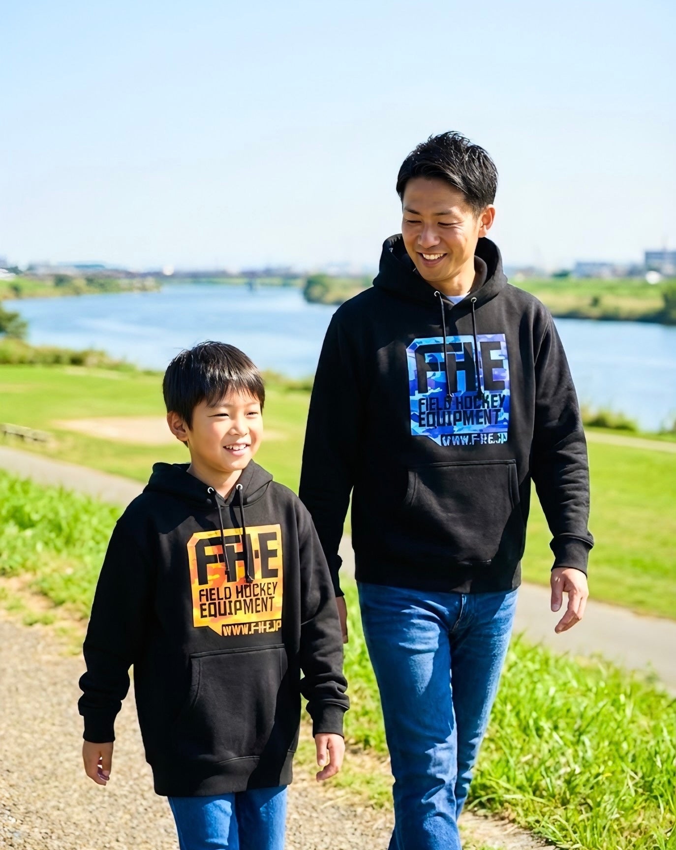 F-H-E カモフラ柄パーカー ブラック/ブルー