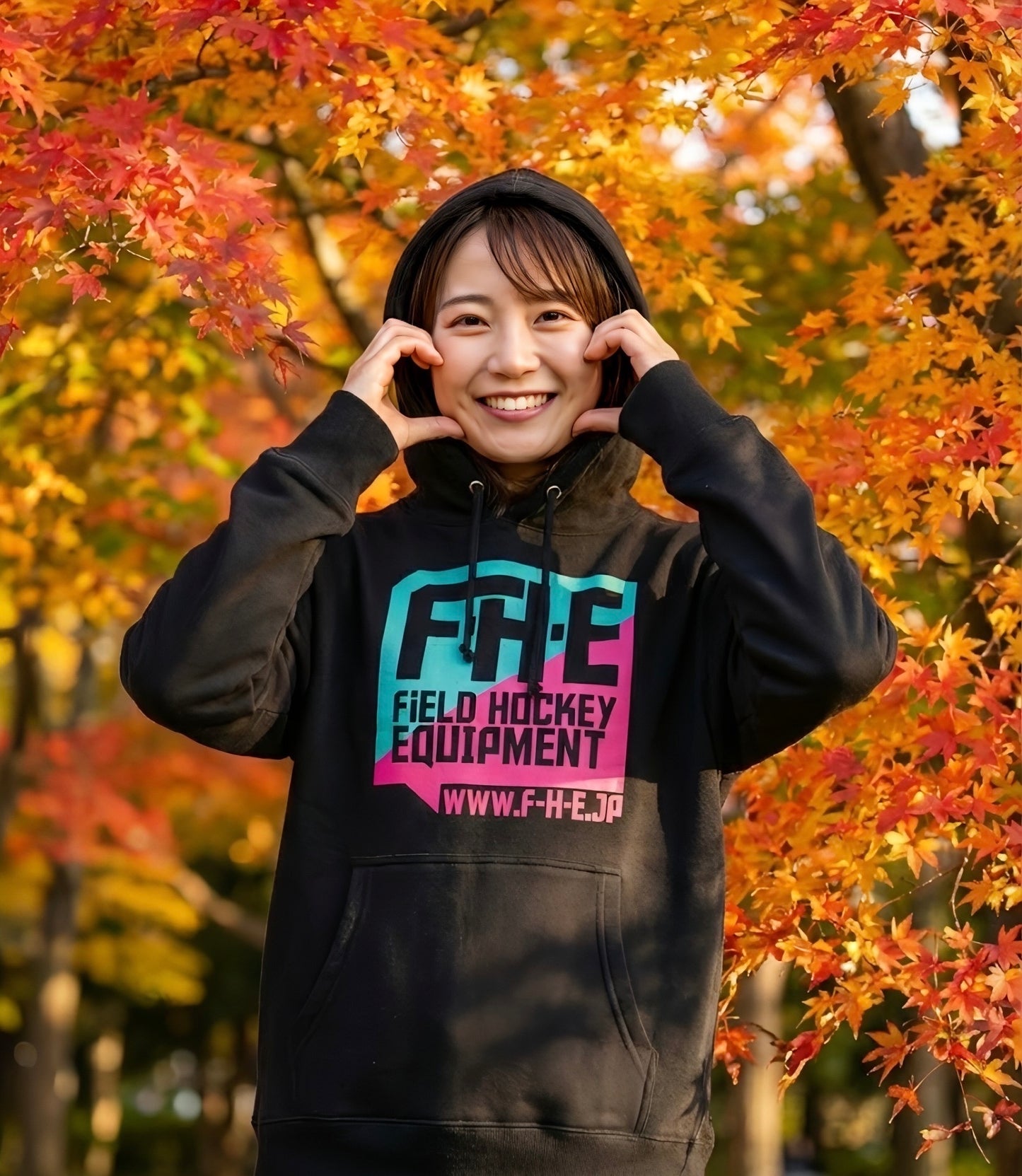 F-H-E 2色パーカー ティール/ピンク