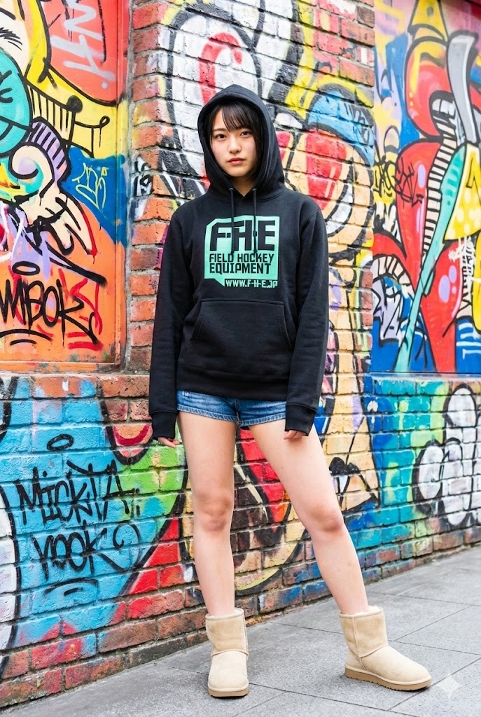 F-H-E パーカー ブラック/ティール