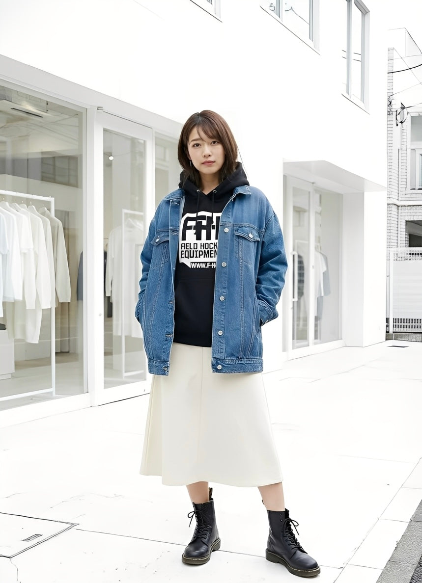 F-H-E パーカー ブラック/ホワイト