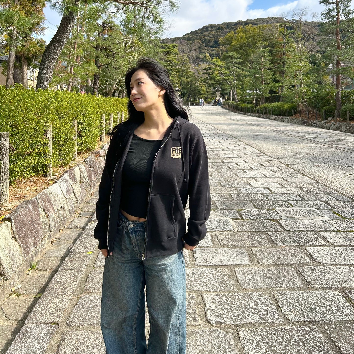 F-H-E ジップパーカー グレー/ブラック