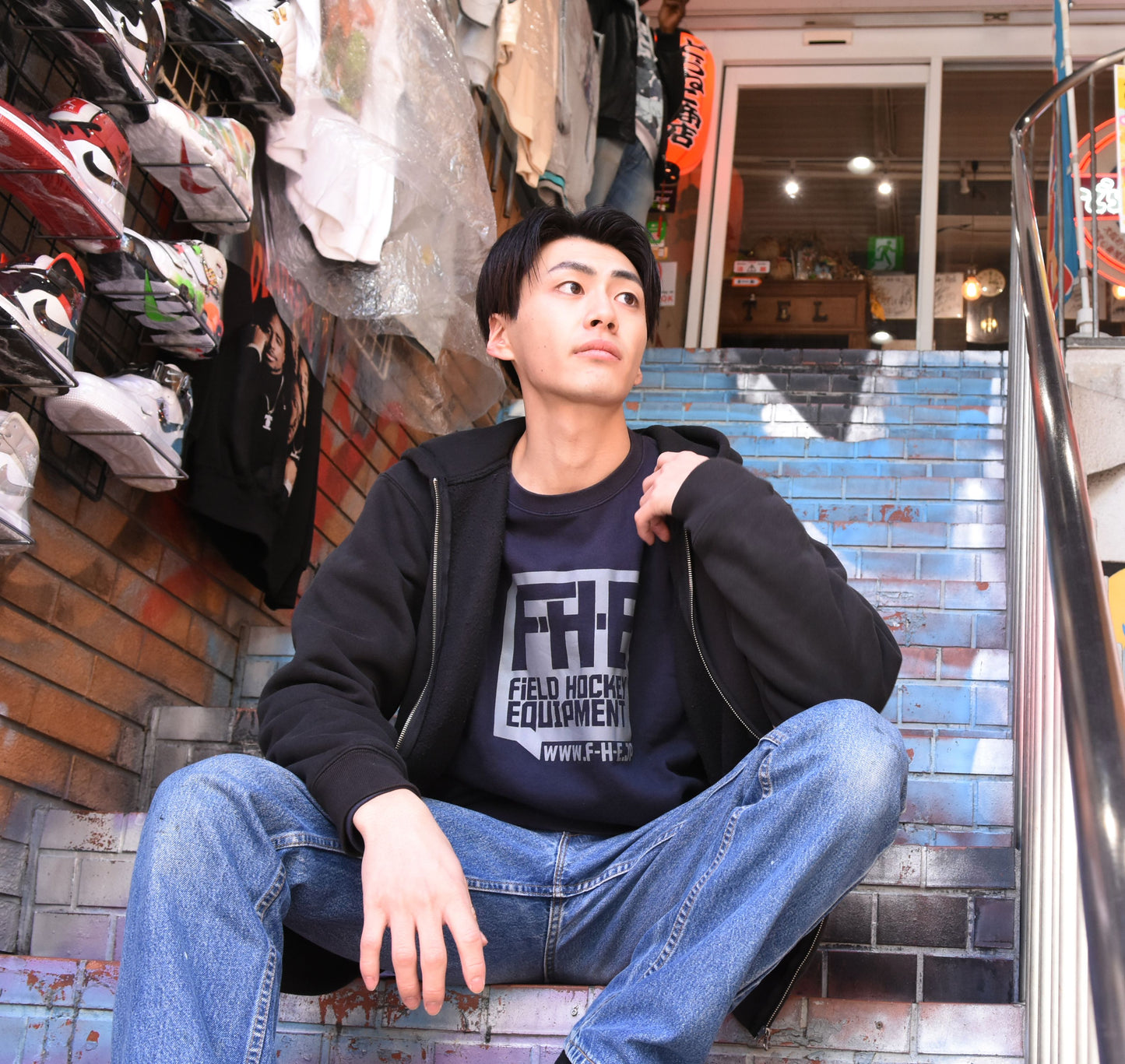 F-H-E ジップパーカー グレー/ブラック