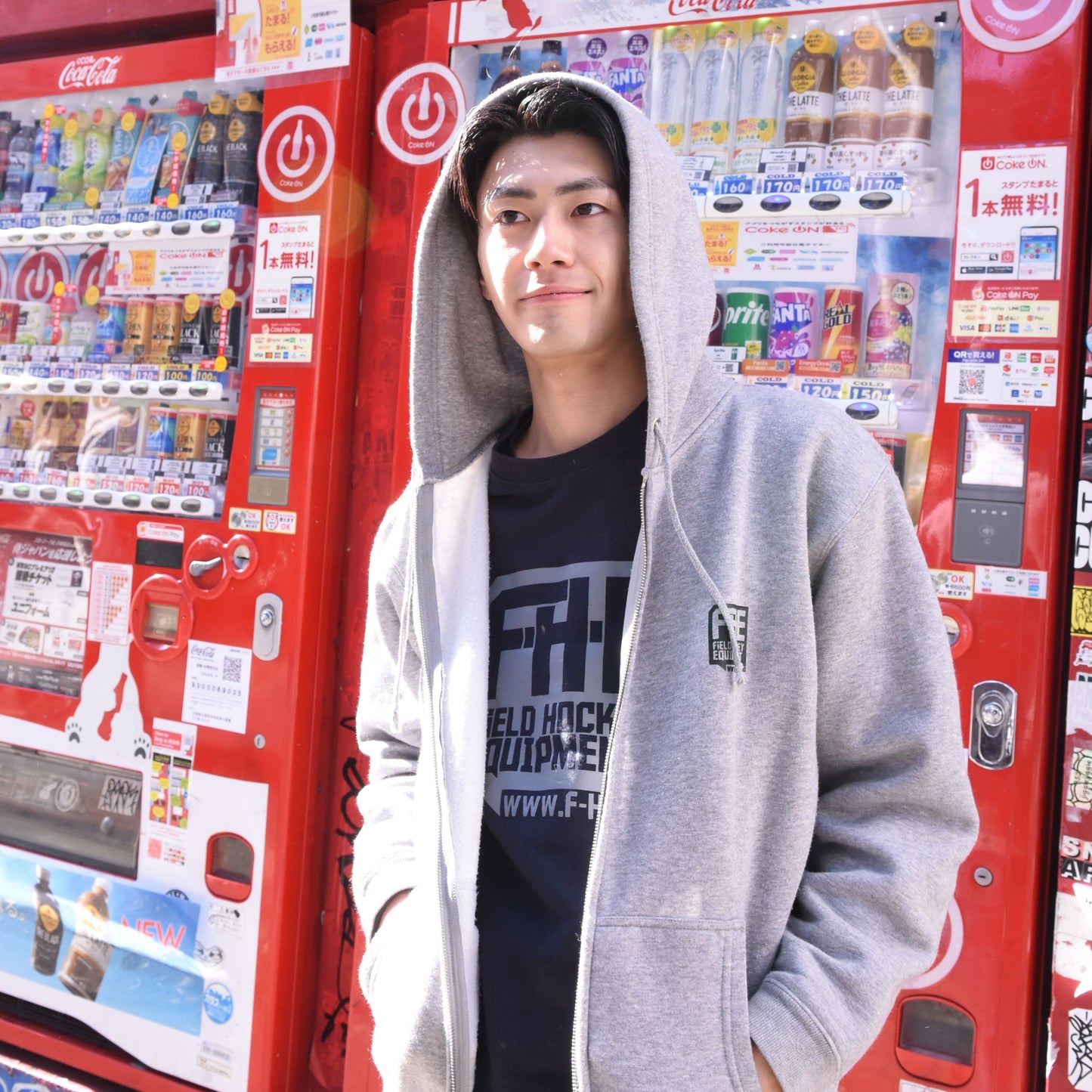 F-H-E ジップパーカー グレー/ブラック