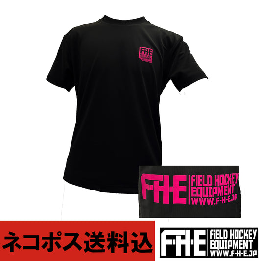 F-H-E  Tシャツ 両面プリントロゴ小 ブラック/ピンク ネコポス送料込