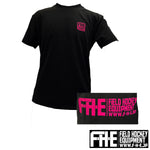 F-H-E Tシャツ 両面プリント小 ブラック/ピンク