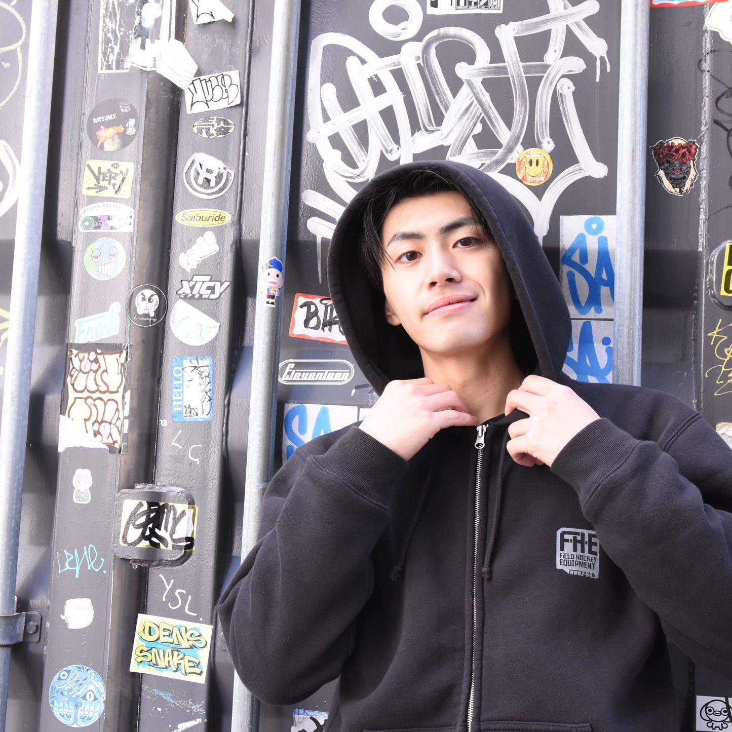 F-H-E ジップパーカー グレー/ブラック